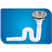 Resim Özbest Körüklü Çöpmak Evye Lavabo Gider Sifonu Geniş Kafalı 