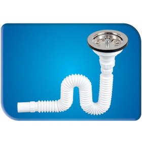 Resim Özbest Körüklü Çöpmak Evye Lavabo Gider Sifonu Geniş Kafalı 