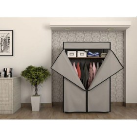 Resim Dzgn Home Çelik Borulu Plastik Raflı Bez Dolap Gardırop - Gri 