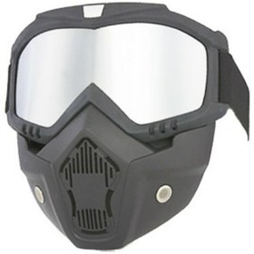 Resim MOTOANL Cross Uyumlu Motosiklet Bisiklet Açık Kask Maskesi Süngerli Bant Lastikli Jet Maske Ayna Camlı 