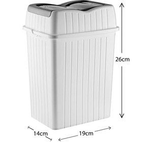 Resim MYBOX 5 L - Çift Kapaklı Slim Çöp Kovası - Dekoratif Tezgah Üstü Ev Ofis Banyo & Mutfak Çöp Kutusu Beyaz 