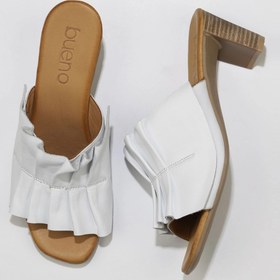 Resim Bueno Shoes Beyaz Deri Kadın Topuklu Terlik 01wn4001 