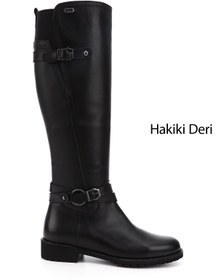 Resim GÖNDERİ(R) Kadın / Kız Siyah Fermuarlı Kauçuk Taban Hakiki Deri Çizme 