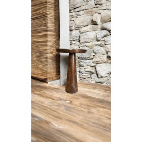 Resim Wood Wooden Ahşap Tekli Konik Mantar Yan Sehpa Modern Ceviz Renk Fiskos 