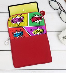 Resim Bk Gift Gift Pop Art Tasarımlı Taşınabilir Koruyucu Tablet Kılıfı & Organizer Çanta - Kırmızı-2 