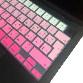 Resim Teknocan Marketing Air 13.6-15.3 ve Pro 14-16 Uyumlu Rusça Klavye Koruyucu Silikon Ince Hafif Gradient Kaplama Toz Sıvı Koruyucu Uk Ters L Enter M1-m5 Uyumlu Pembe 