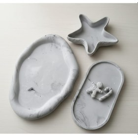 Resim Minimalist Mermer Desenli Dekoratif Tepsi Ve Obje Seti 001 