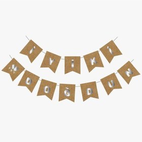 Resim Gümüş Metalik Baskılı Iyiki Doğdun Banner Kraft 