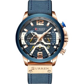 Resim Curren / Karien Yeni 8329 Erkek Saati İş Kemerli Saat Takvimli Erkek Saati Altı İğneli Kuvars Saat Roseshellblue Titanyum 