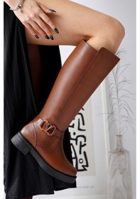 Resim Ginan Taba Toka Detaylı Kısa Topuklu Fermuarlı Çizme 001 