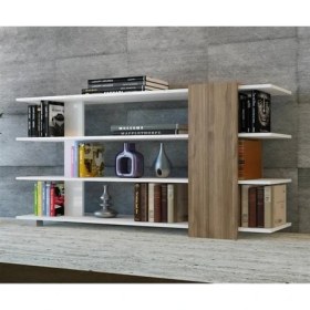 Resim BMdekor Kitaplık Su 3 Raflı Beyaz Teak 