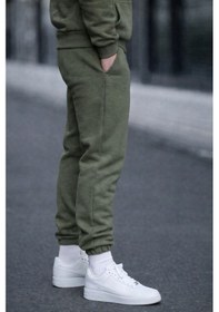 Resim Haki Unısex Regular/normal Kesim Paçası Lastikli İçi Polar/sıcak Tutan Eşofman Altı Haki 