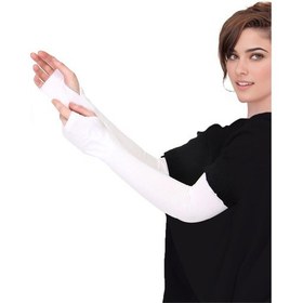 Resim Sonbaharmoda Parmak Geçmeli Penye Esnek Likralı Kolluk 1 Çift Beyaz Unisex Beyaz 