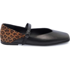 Resim Tergan Siyah Hakiki Deri Leopar Kadın Babet - K25I1BB67848-A23 