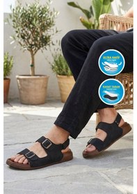 Resim Pierre Cardin Siyah Cırtlı Hafif Erkek Sandalet Pc-7924 M 