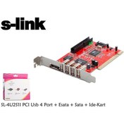 Resim S-link SL-4U2S1L 4 Port Usb 2.0 1 Port Esata 1 Port Sata + 1 Port Ide Pcı Kart 