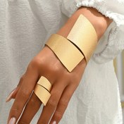Resim 1 adet Mat Bilezik + 1 adet Mat Yüzük Abartılı ve Atmosferik Sokak Stili Geometrik Geniş Yüz Tasarımı Günlük Parti için Uygun 