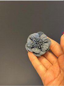 Resim Mavi Gül Kadın Broş 4 CM Renkli 