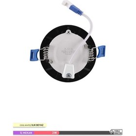 Resim ACK 3W Sıva Altı Yuvarlak LED Panel Armatür Siyah Gövde 4000K Ilı Siyah 