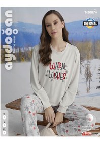 Resim Aydoğan Kadın Bisiklet Yaka Termal Pijama Takımı 30074e- 1 Adet Ekru 