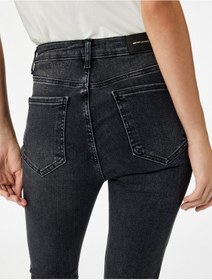 Resim Koton Yüksek Bel Dar Kesim Jean Pantolon - Skinny Push Up Fit Jean Siyah 6wal40055md Siyah 