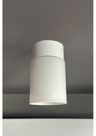 Resim Tiny Beyaz Cam Plafonyer Tekli Retro Restoran Salon Aydınlatma Beyaz 