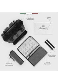 Resim Elelelife Venice 3 in1 Anne Bebek Bakım Çantası Siyah - Gri 