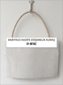 Resim B'Dekor Babyface Yarı Parlak Kadife Koltuk, Berjer, Kırlent Ve Mobilya Için Döşemelik Kumaşları-beyaz 