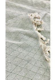 Resim Dama Desen Dokuma %100 Pamuklu Çok Amaçlı Pike Koltuk Örtüsü 180x230 Fıstık Yeşili 