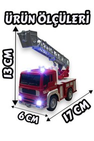 Resim YILDIRIM OYUNCAK Uzaktan Kumandalı Şarjlı Led Işıklı 45°Merdivenli 17cm Oyuncak İtfaiye Aracı 