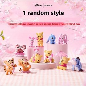 Resim Honeybeeshop Karakter Winnie Pooh Stitch Tigger Kiraz Çiçeği Serisi Blind Box Koleksiyon Figürü Rastgele 