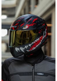 Resim Ls2 Rapıd 2 Kaıju Sarı Camlı Kapalı Motosiklet Kaskı Beyaz - Kırmızı - Mat Siyah 