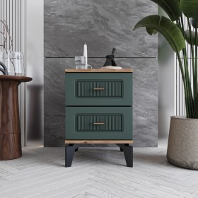 Resim Monzio Libra 2 Çekmeceli Komodin Tamamı Mdf (Yeşil) 