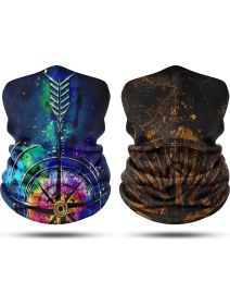 Resim Dair Aksesuar Desenli 2'li Set Boyunluk Bandana Outdoor Balaklava Yüz Maskesi Kafa Bandı 