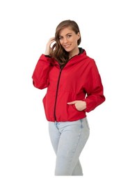 Resim Spor Kadın Kapüşonlu Su Ve Rüzgar Geçirmez Oversize Yağmurluk - Rüzgarlık-132 Kırmızı 