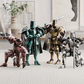 Resim Ortaçağ Şövalye Figürü - Silah Aksesuarları, Kalkan ve Miğfer ile Ağır Hizmet Tipi Retro Montajlı Mecha, Süsler, Bilgisayar Dekorasyonları ve Ortaçağ Sahne Simülasyonu için Mükemmel, 4 Renk Seçeneği 