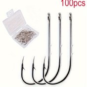 Resim 100 adet Premium Yüksek Karbonlu Çelik Balıkçılık Kancaları - Bass, Crappie, Walleye & Panfish için Çok Yönlü Ahtapot Daire Kancaları - Tatlısu & Tuzlu Su Balıkçılığı için İdeal 