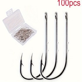 Resim 100 adet Premium Yüksek Karbonlu Çelik Balıkçılık Kancaları - Bass, Crappie, Walleye & Panfish için Çok Yönlü Ahtapot Daire Kancaları - Tatlısu & Tuzlu Su Balıkçılığı için İdeal 