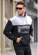 Resim Siyah Kapüşonlu Desenli Sweatshirt 6022 Siyah 