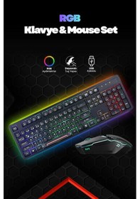 Resim C-66 Rgb Led Işıklı Kablolu Chocolate Klavye + Mouse Set Diğer 