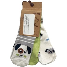 Resim Petit Minou 3'lü Dog Bebek Çorabı 2180 Gri 