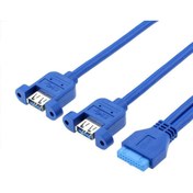 Resim 19 pin usb 3.0 dişi to 2x usb 3.0 dişi panel tipi kablo 19 pin usb 3.0 dişi to 2x usb 3.0 dişi panel tipi kablo