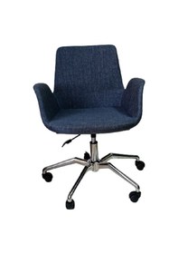 Resim Bilgisayar Sandalyesi Örümcek Yıldız Ayaklı Lacivert Keten Kumaş 