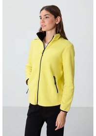 Resim Tommy Life Limon Dik Yaka Fermuarlı Rahat Form Kadın Polar Sweatshirt - 97173 Limon Sarısı 