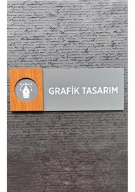 Resim Grafik Tasarım Kapı İsimliği Kişiselleştirilebilir Antrasit Ceviz Detaylı Kendinden Yapışkanlı 
