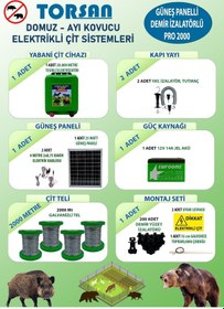 Resim Torsan Güneş Panelli Pro Plus 2000 Elektrikli Çit Sistemi Domuz - Ayı Kovucu 2000mt 