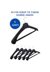 Resim 5 Adet Plastik Yüksek Kalite Ceket Askısı Elbise Askısı Siyah 