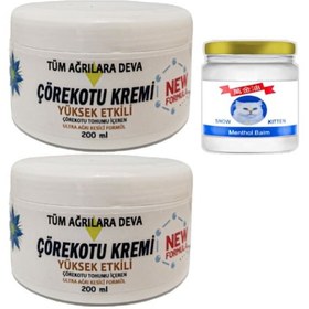 Resim 2 Tane Çörek Otu Kremi Xl Box Büyük Boy İçin Krem White 200 Ml + Snow Kitten 50 Ml Menthol Balm / Diz Dirsek İskelet Sırt Bel Kas na Masaj Seti 