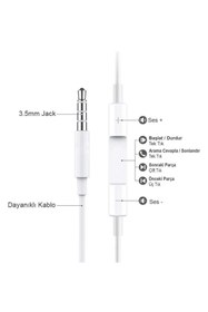 Resim Favors Jack Girişli Beyaz Kablolu Kulaklık Ios Android Uyumlu 3.5 mm Kulaklık 