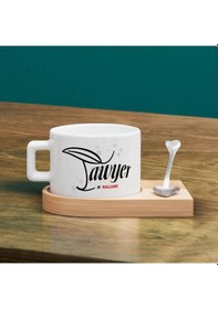 Resim Bk Gift Kişiye Özel İsimli Avukat Tasarımlı-7, Ahşap Altlıklı Seramik Fincan, Meslek Hediyesi, Yeni İş Hediyesi Kobitmeyen137916 Bk Gift 